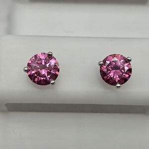 Pink Moissanite 2 TCW Sterling Silver Screw Back Martini Stud Earrings Solitaire
